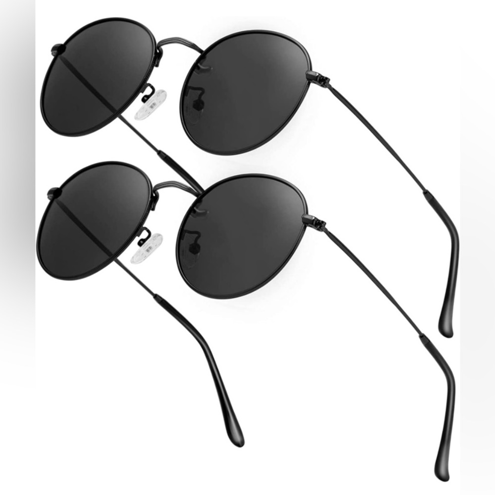 HTMS Small Round Polarized Sunglasses Retro Men Women Mirrored Lens Metal Frame